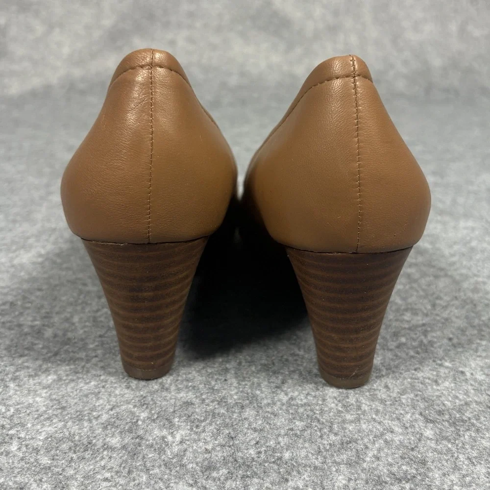 Naturalizer Round Toe Wedge Pumps 8.5 M Tan Leather Comfort Office Shoe‎